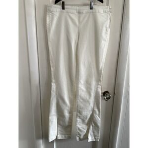 Free People Pants Jeans Size 31 Pull On Flared Side Zip Split Hem Ivory